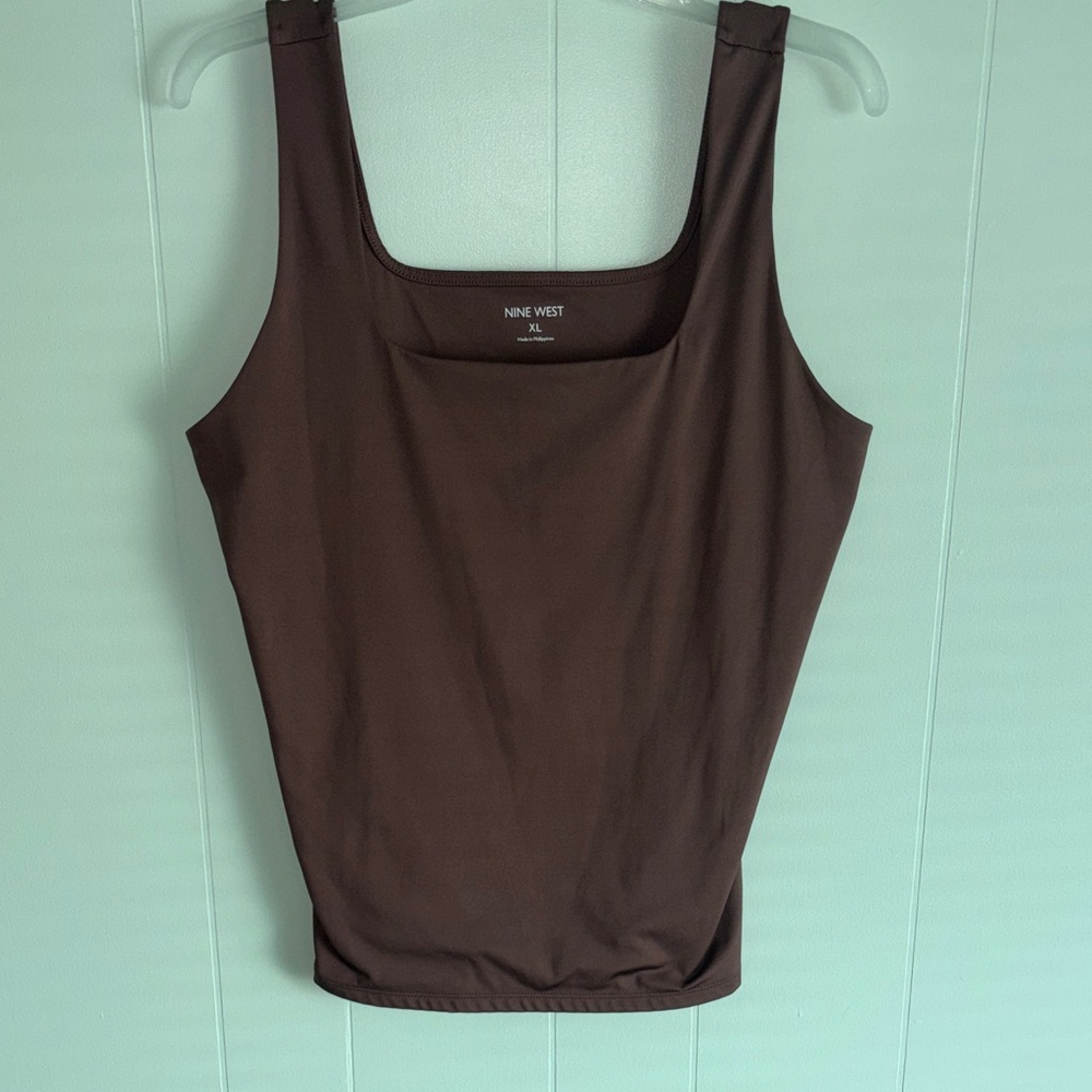 Nine West Chocolate Brown Scoop Neck Tank